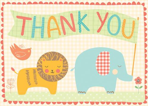 Playful Animals Parcel Thank You Notes