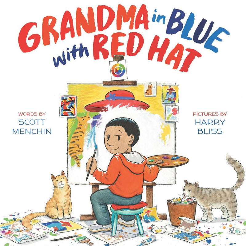 Grandma in Blue with Red Hat